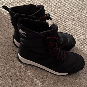 Sorel Kids Black and Red Snow Boots